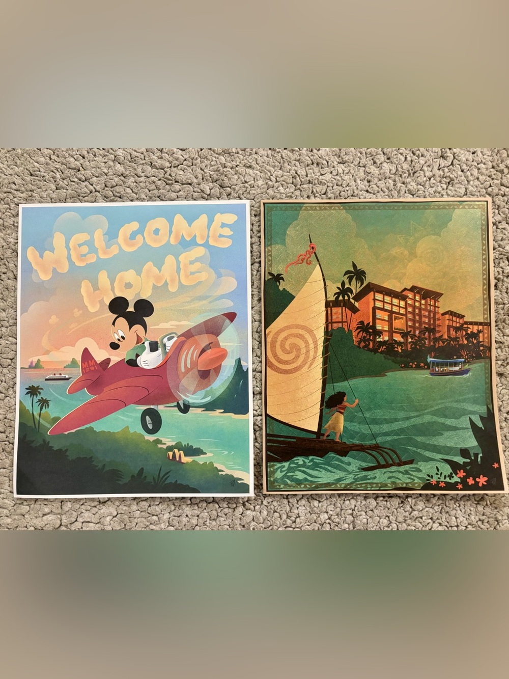 Lot of Two (2) Disney Vacation Club Posters with Mickey Mouse and Moana